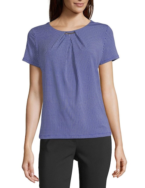 Blusa Liz Claiborne azul con diseño gráfico 