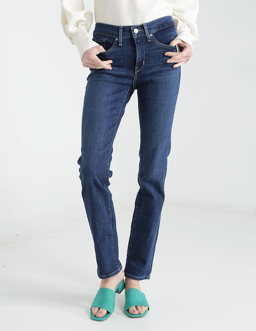 Jeans straight Levi's 314 lavado obscuro corte para mujer