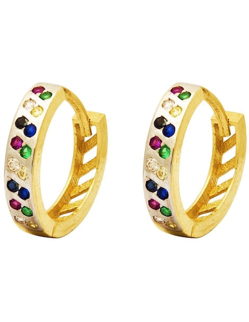 Aretes huggies redondos Horoz de oro 10 k zirconia