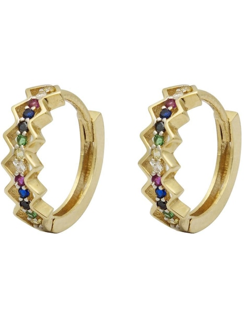 Aretes huggies circulares Horoz de oro 10 k zirconia