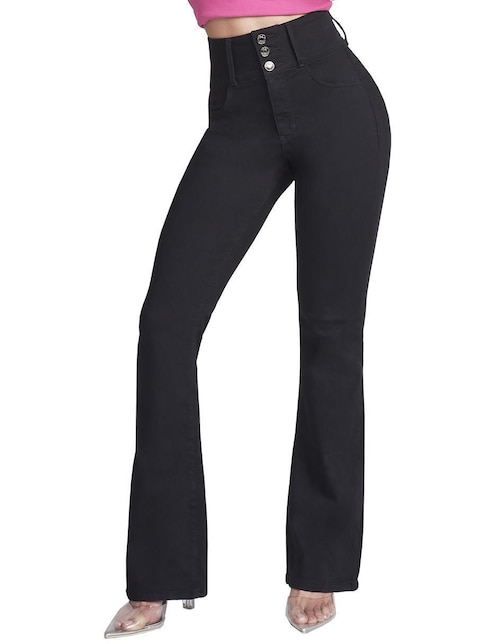 Jeans Campana Seven Jeans 6040ngro corte cintura alta para mujer