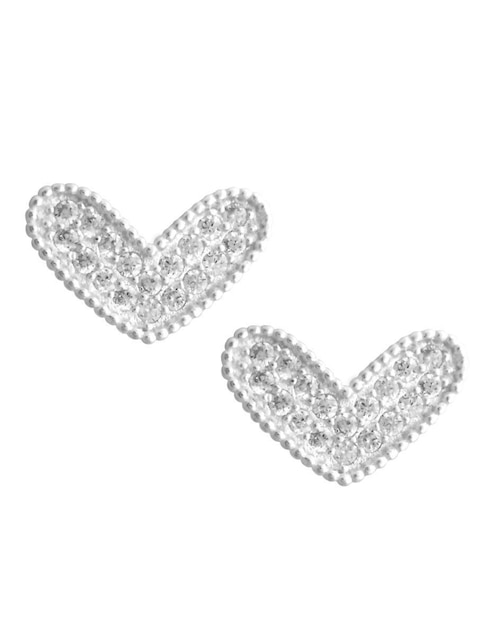 Broqueles de corazón Horoz de plata P 925 con acabado brillante zirconia