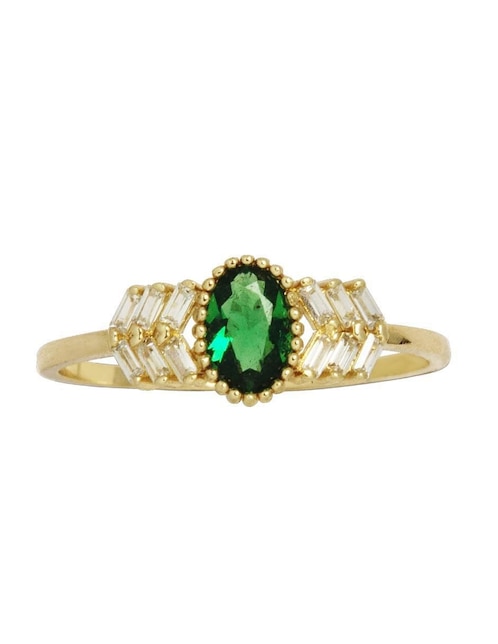 Anillo redondo Horoz 10 k de oro zirconia