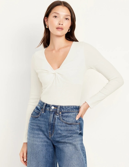 Playera manga larga Old Navy cuello v para mujer