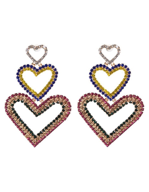 Aretes de corazón Yoiko Dil con acabado brillante fantasía
