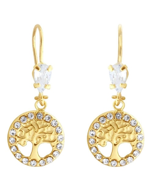 Aretes de árbol Horoz de oro con acabado brillante