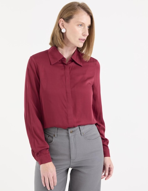 Blusa camisera manga larga para mujer 1
