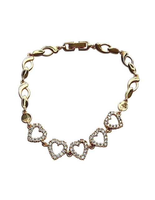 Pulsera Limerence By Claudia Herrera de oro laminado 14 K Corazones Amor con acabado brillante