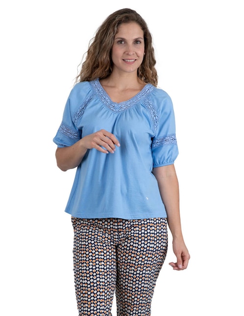 Playera manga corta Edira cuello V para mujer 1
