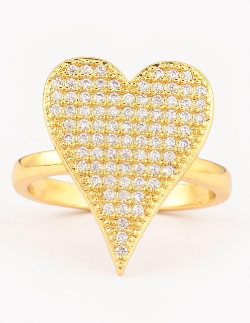 Anillo de corazón Yoiko Bom Bom zirconia con acabado baño de oro 14 k