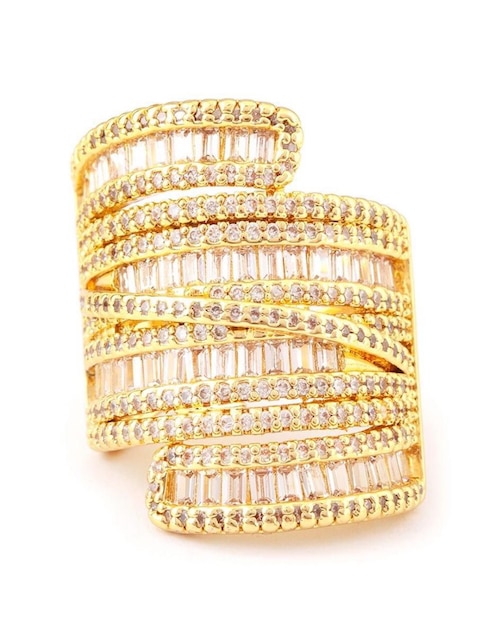 Anillo Yoiko Diva zirconia con acabado baño de oro 18 k