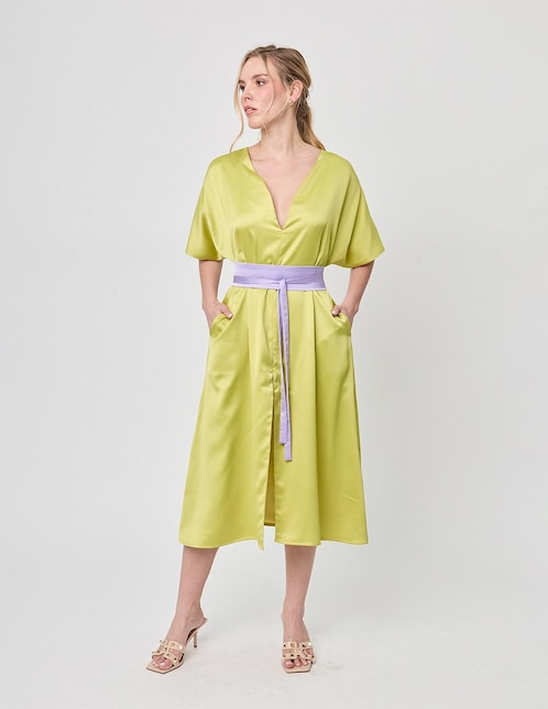 Vestido midi formal Linea Pura Paixao para mujer