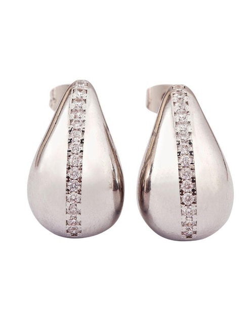 Broqueles de gota Yoiko Brisa con acabado baño rodio zirconia