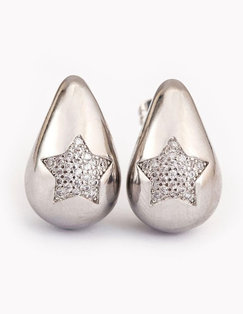 Broqueles de gota Yoiko Brillanza Estrella Silver con acabado brillante zirconia
