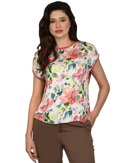 Playera manga corta Ferrioni Carsel cuello redondo para mujer