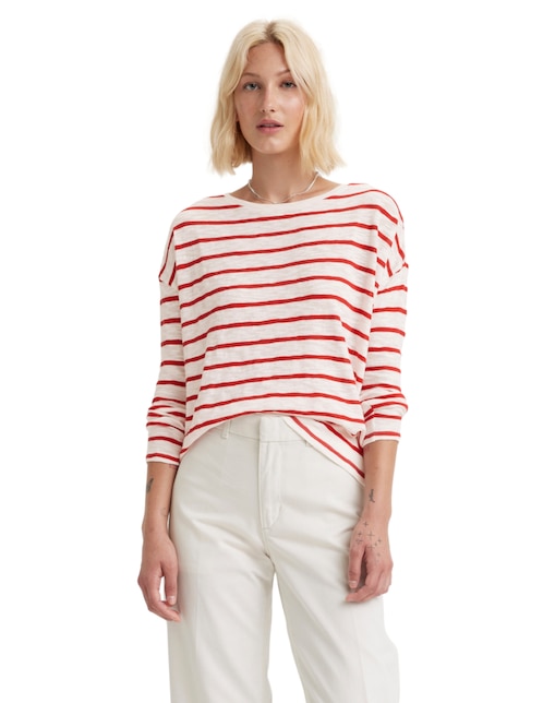 Playera manga larga Levi's cuello redondo para mujer