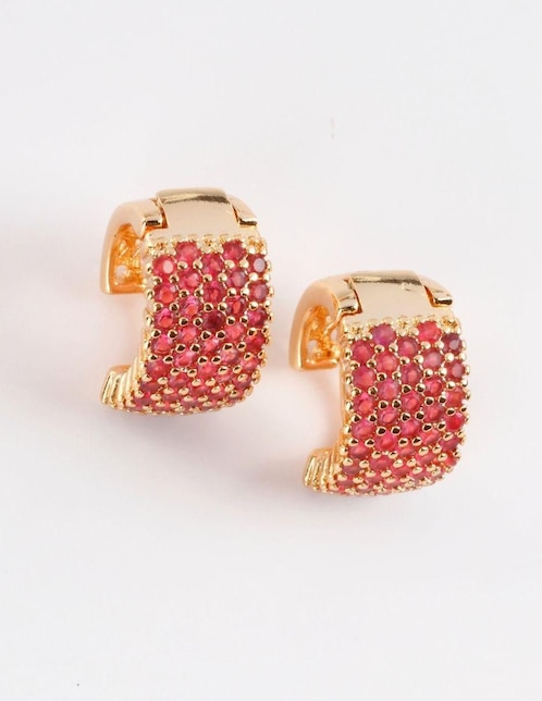 Aretes huggies Valmy baño de oro 18 K zirconia 1