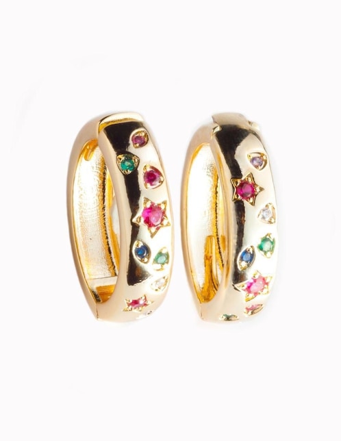 Arracadas Yoiko Flarelle con acabado baño de oro 18 K zirconia