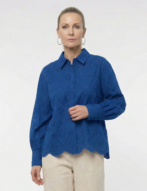 Blusa camisera manga larga para mujer 1