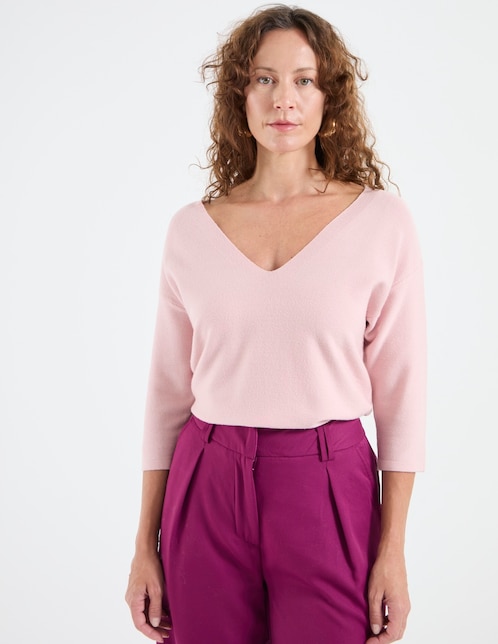 Suéter cuello V para mujer 1