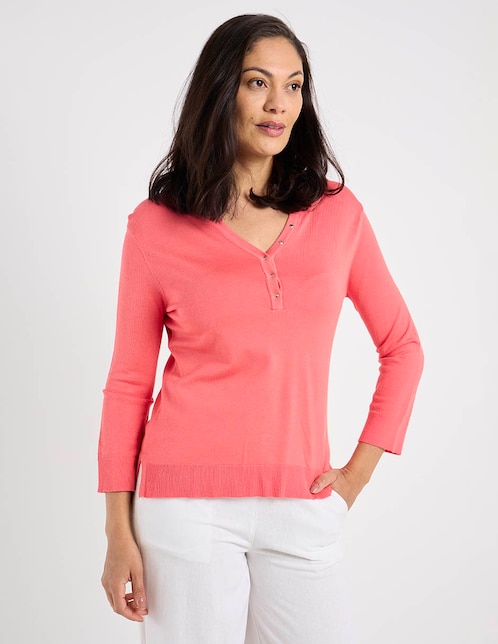 Suéter cuello con botón para mujer 1