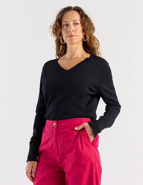 Suéter cuello V para mujer 1