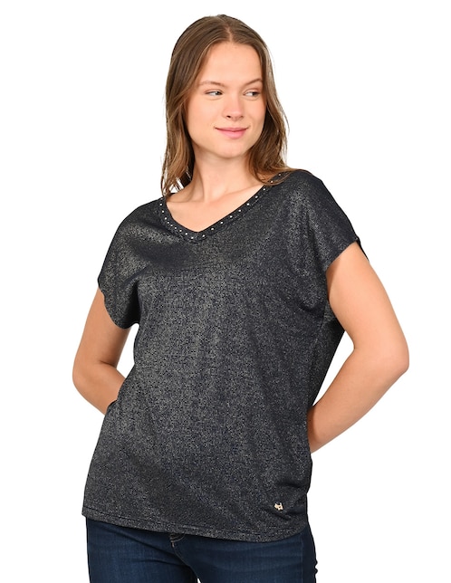 Playera manga corta Matilda cuello V para mujer 1