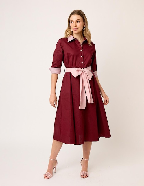 Vestido midi formal Linea Pura Eugenia para mujer