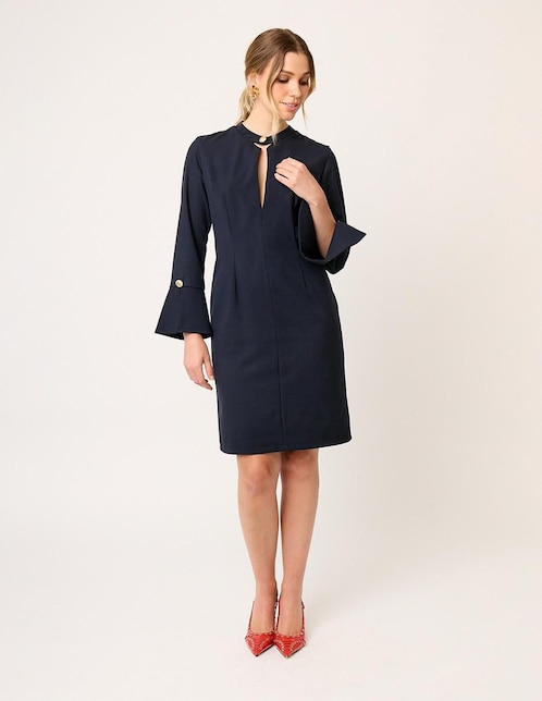 Vestido midi formal Linea pura Eugenia para mujer