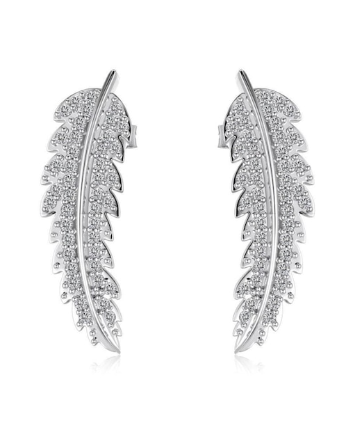 Aretes largos de hoja Yoiko Aurea de plata p 925 zirconia