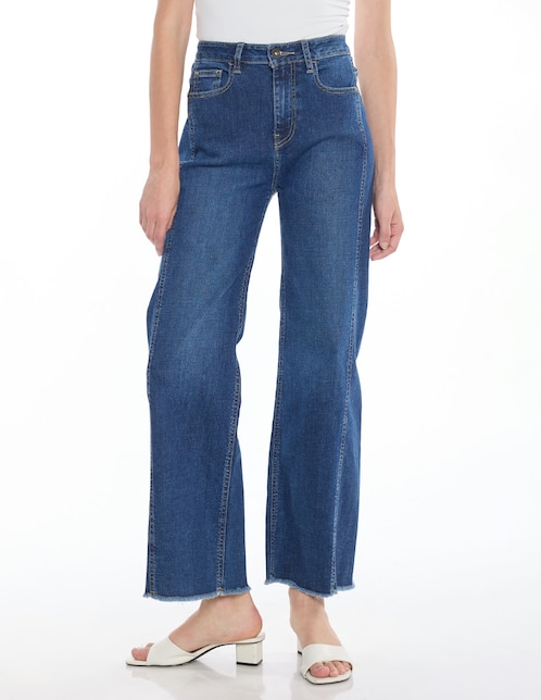 Jeans straight Denim corte cintura para mujer 1