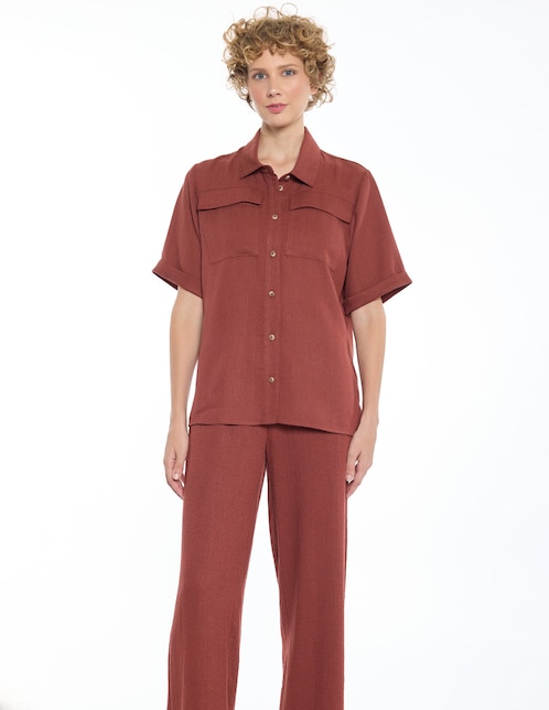 Blusa camisera manga corta para mujer 1
