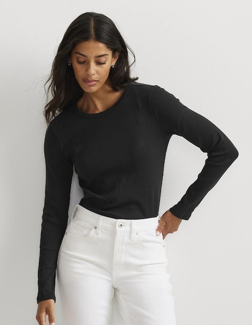 Playera manga larga Eddie Bauer cuello redondo para mujer