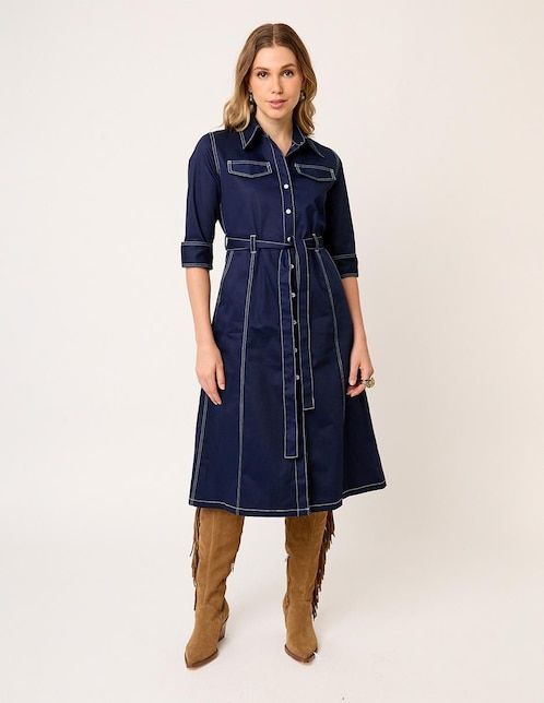 Vestido midi casual Linea Pura Visir para mujer