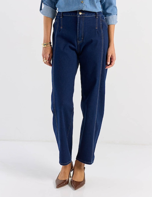 Jeans amplio a la cintura para mujer 1