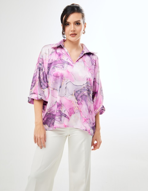 Blusa Pureza Rose manga 3/4 para mujer