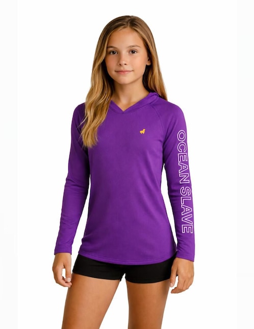 Playera manga larga Ocean Slave Sailing Fit con protección UV 50+ cuello redondo para mujer