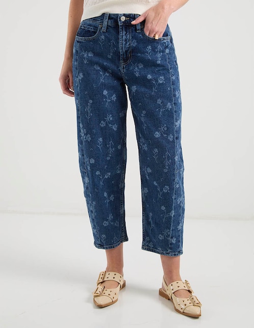 Jeans capri relajado cintura para mujer 1