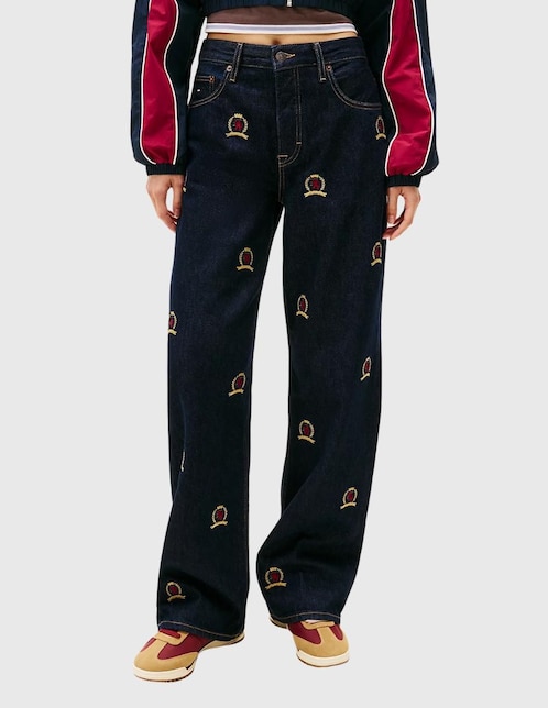 Jeans straight media cintura DW0DW22728 para mujer 1
