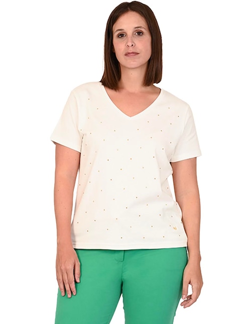 Playera manga corta cuello V para mujer 1
