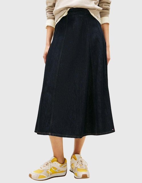 Falda midi Tommy Hilfiger cintura alta