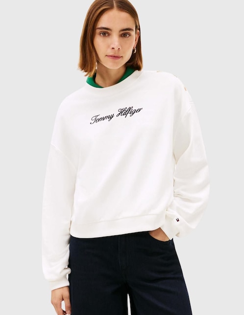 "sudadera" "con" sin diseño tommy hilfiger sin colección "para mujer"
