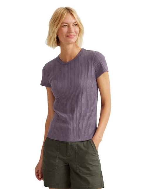 "manga" corta eddie bauer meadwood rib "cuello" redondo "para mujer"