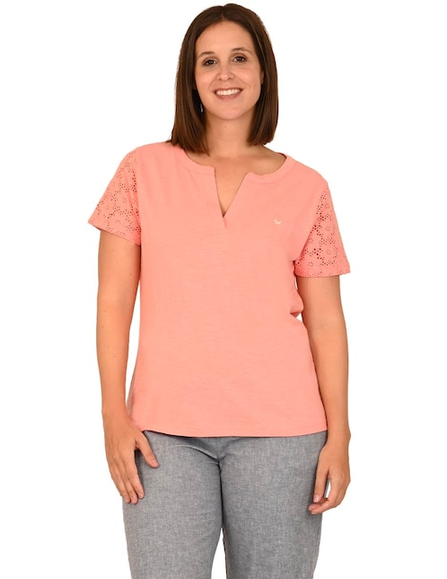 Playera manga corta cuello V para mujer 1