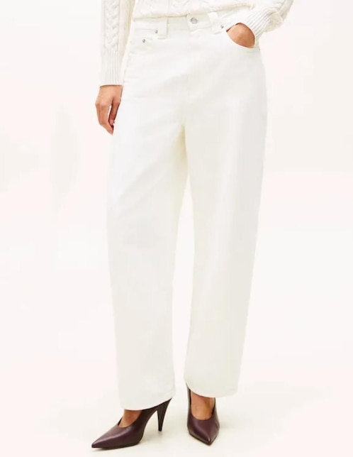 Jeans barrel media cintura para mujer 1