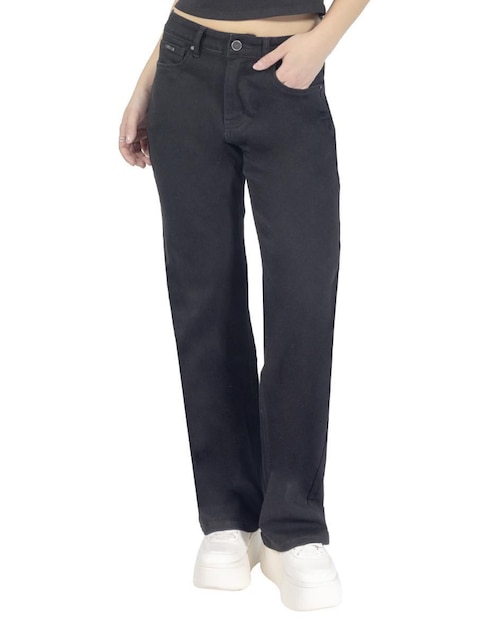 Jeans wide leg a la cintura para mujer 1