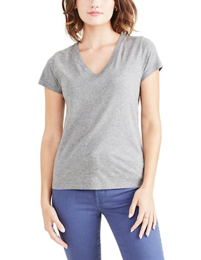 Playera manga corta Dockers cuello V para mujer
