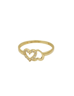 Anillo De Corazón Horoz 10 K De Oro Zirconia