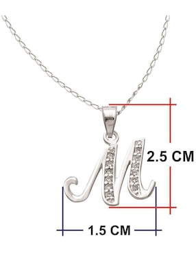 Collar de letra m Horoz de plata P 925