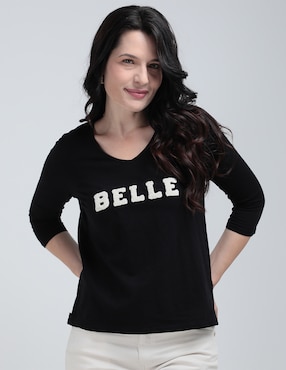 Playera Manga 3/4 LIEB Cuello V Para Mujer